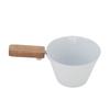 White/Black Finish Measuring Cup Wooden Handle Measuring Spoon Milk Frothing Cup  Latte Art