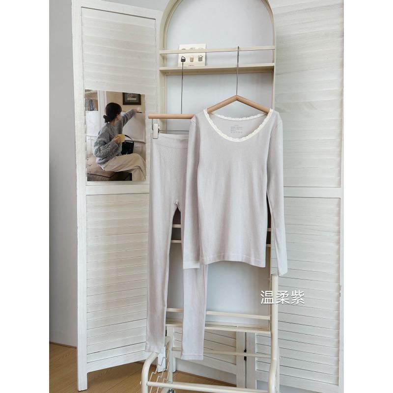 99 Seamless Thermal Underwear Acrylic Heating Round Neck Elastic and Comfortable Primer Set Winter Long-sleeved Long Johns