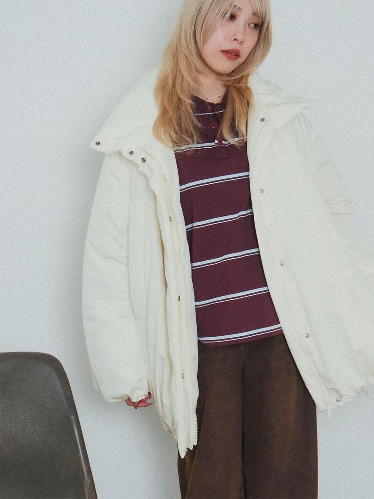 Ray Beams Women's Padded Stand Collar Blouson, OFF_WHITE 0