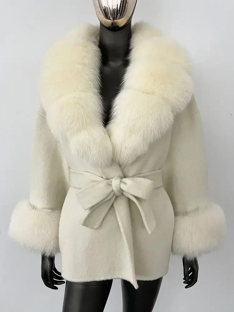 

OFTBUY 2024 Зимняя куртка с карманом на поясе, натуральное пальто из натурального меха енота и лисицы, женская свободная верхняя одежда, повседневная верхняя одежда, уличная одежда S