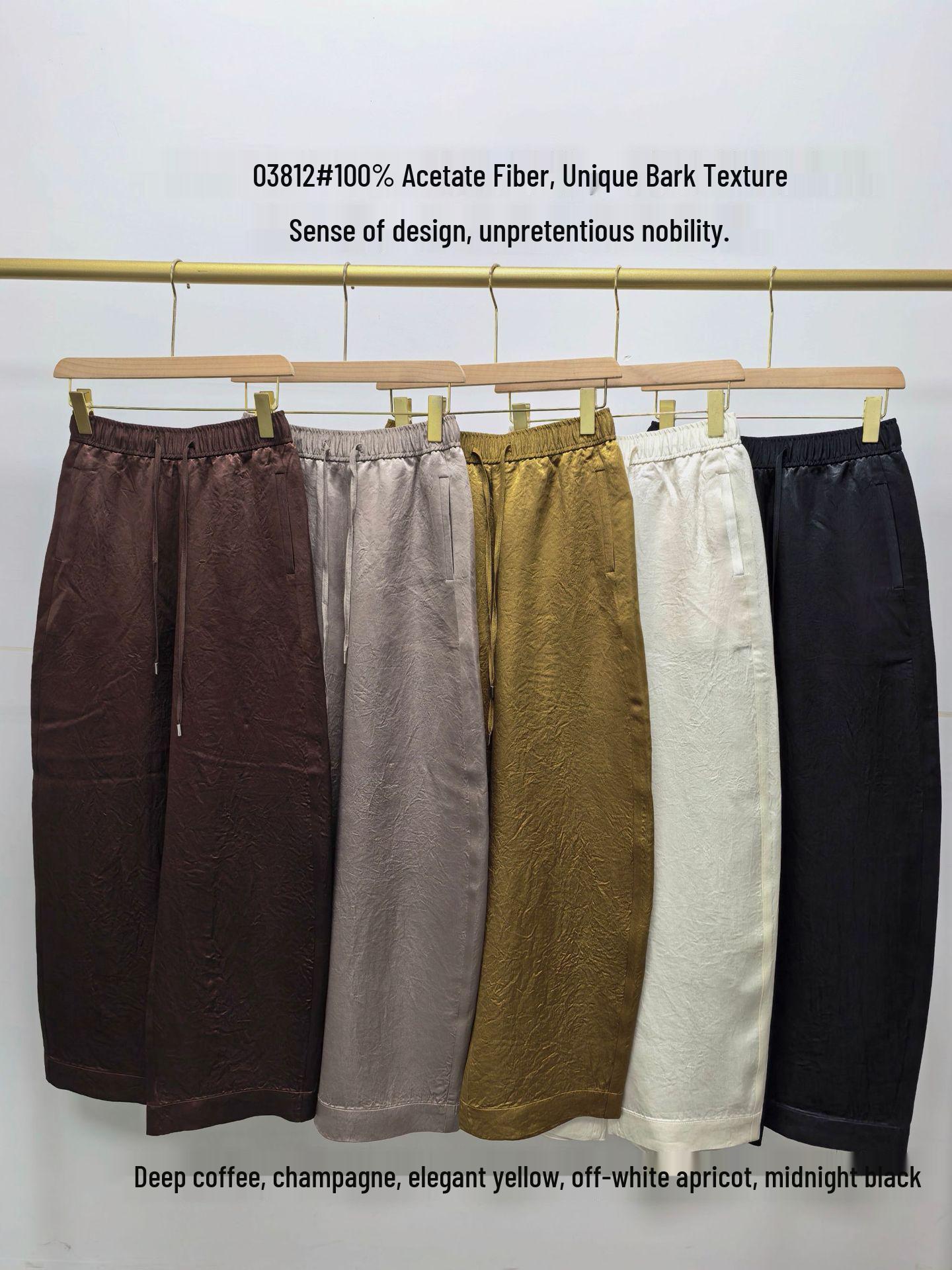 

Women s High-Waisted Wide-Leg Acetate Pants - Versatile, Slimming, Straight-Leg, Floor-Length for Spring/Summer 2026 Large светло-серый