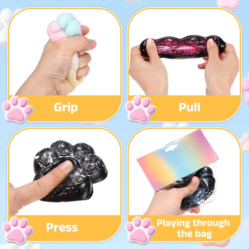 1/2Pcs 3" Cat Paw Squeeze Toy Cute Cat Paw Sensory Toy Soft Funny Fidget Toy Perfect For Stress Relieving Party Favors Gifts
