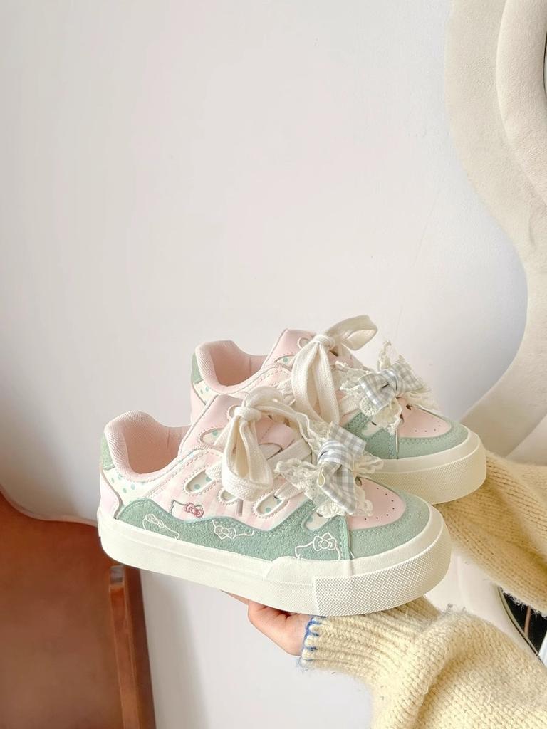 Cute bow bread shoes women's 2025 spring new platform casual niche non-collision versatile student board shoes