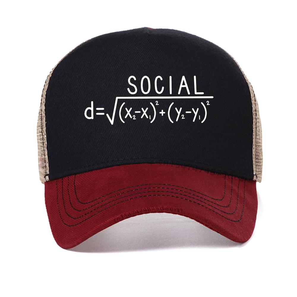 HOT SALE Social Distance Formula Fun Men's baseball cap Unisex Fun Math Joke mesh hat fashion casual Breathable Snapback hats