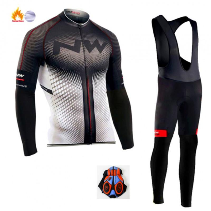 Winter Thermal Cycling Jersey Long Sleeve Fleece Lined Windproof Bike Men Women