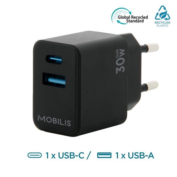 Chargeur Secteur 30W GaN port USB-C, Adaptateur Quick Charge Mural Rapide pour Smartphone &amp; Tablette