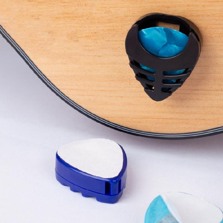 6 sztuk Trójkątny Uchwyt na Kostki do Gitary z Samoprzylepnym Tyłem i Sprężynowym Plastikowym Klipsem na Kostkę Gitarową Wytrzymały