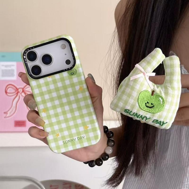 

Film Magnetic Hard Case Suitable IPhone 17 Promax Phone Apple 16 Small Fresh Green Grid Bracket Women iPhone16Pro
