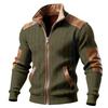 Mens Full Zip Cardigan Sweater Casual Knit Stand Collar Cardigan Slim Fit Color Block Fall Winter
