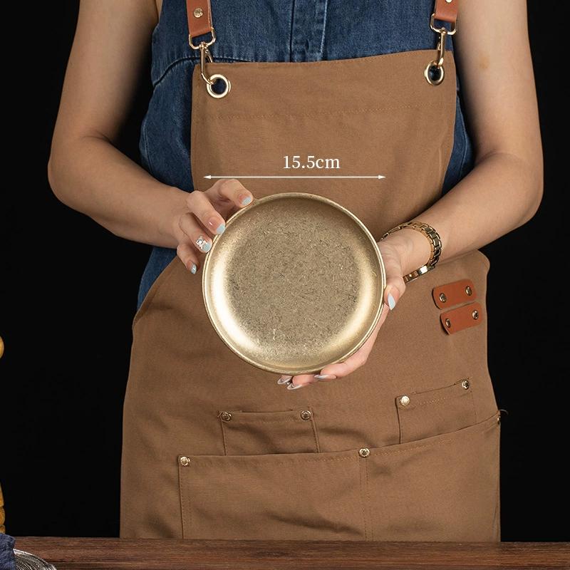 Vintage Korean Style Round Stainless Steel Plates Multi-Purpose Serving Trays Bone Dishes for Dessert Cake Coffee Tableware