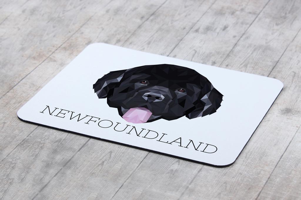 Newfoundland, Newfs, Newfies – Geometric mouse pad with a picture and text | Art-Dog
