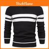 Urban Style Mens Striped Blend Pullover With High Elasticity For Casual Autumn Wear