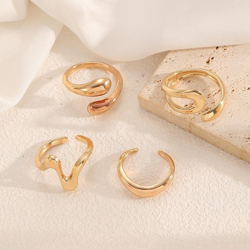 4 Stück/Set Gothic Unregelmäßige Geometrische Sternen-Öffnungsringe für Damen Herren Mode Persönlichkeit Punk-Ringe Party Schmuck Zubehör