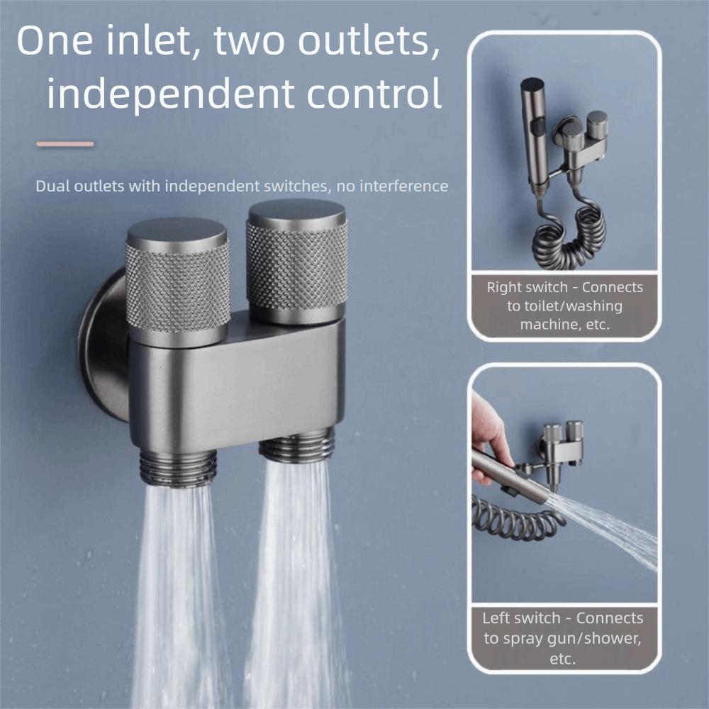 Stainless Steel Material Handheld Bidet Sprayer Double Outlet Hand-held Design Toilet Cleaning Bidet Sprayer Pressurized Spray