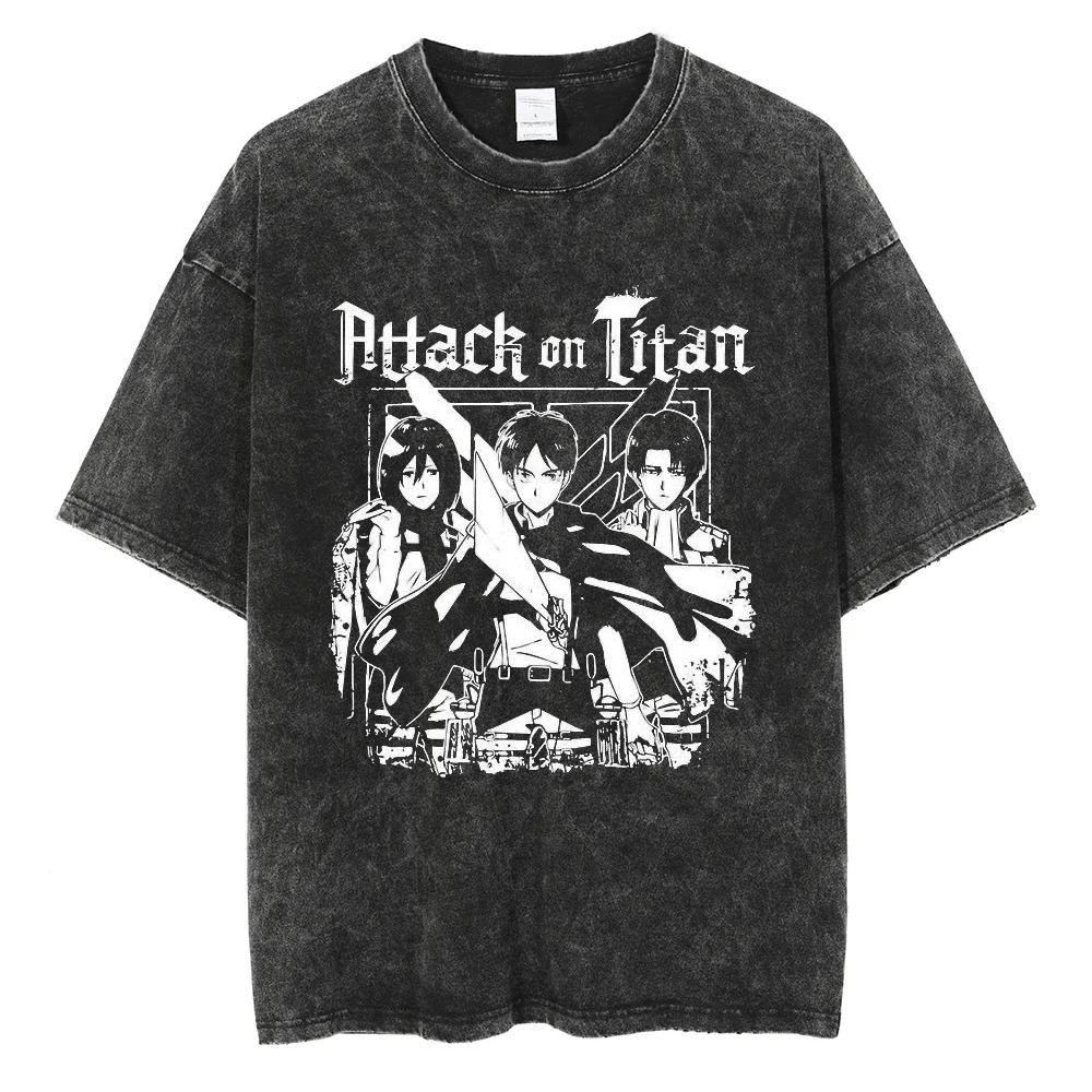 Attack On Titan Armored Titan "Yoroi No Kyojin" Vintage Washed Oversized T-Shirt | Unisex Anime Streetwear Tee