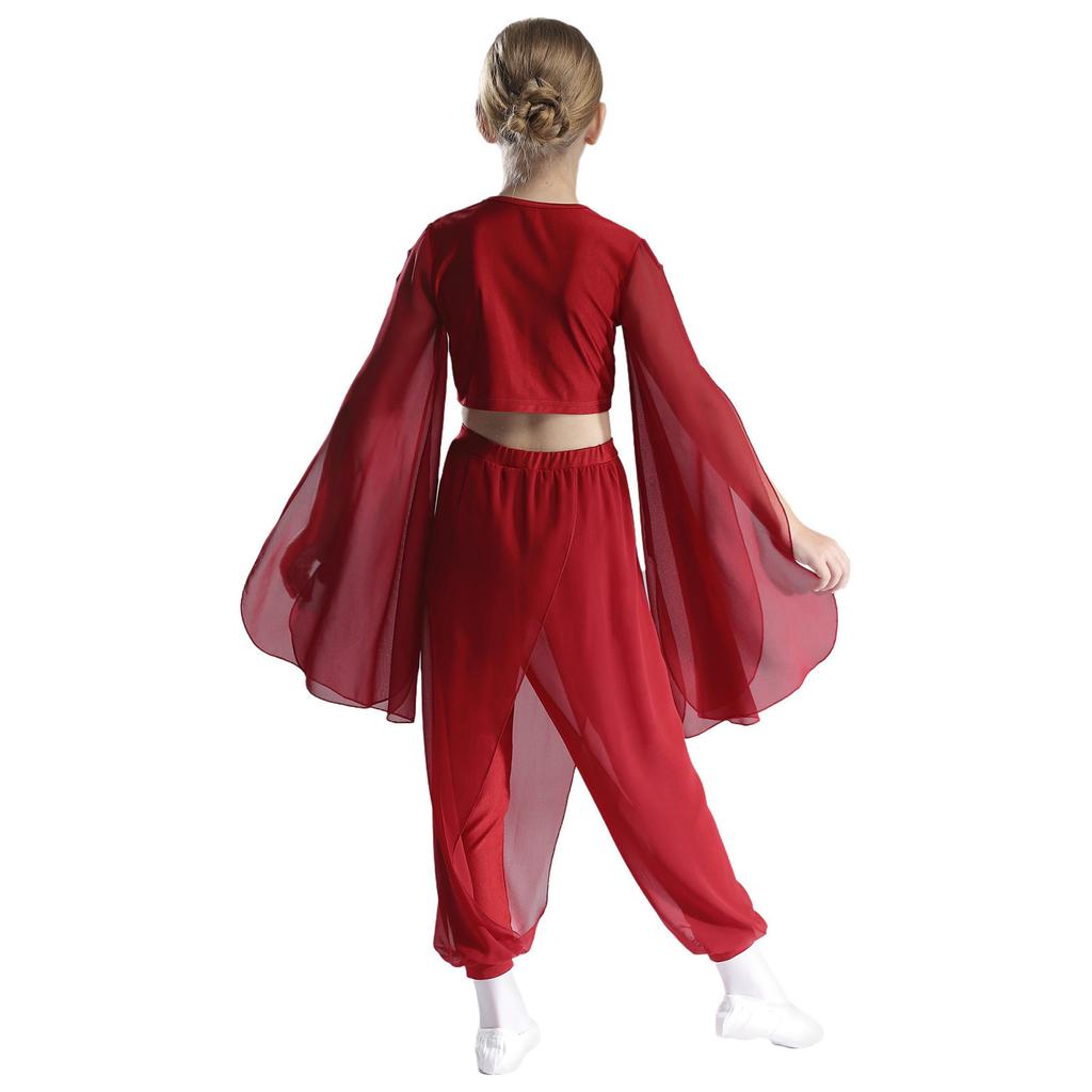 Girls Split Chiffon Overlay Dance Pants Flowy Design for Classical Ballet Practice and Performances
