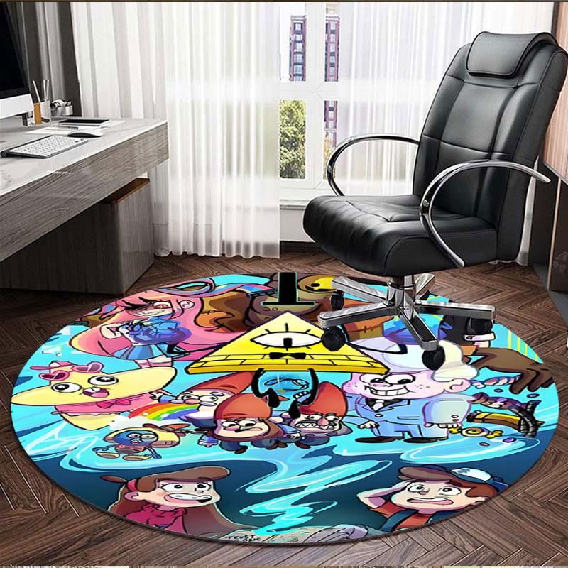 Gravity Falls Print Round Rug, Washable Floor Carpet, For Entryway Dorm Laundry Room Office Study, Home Decor Birthday Christmas Gift