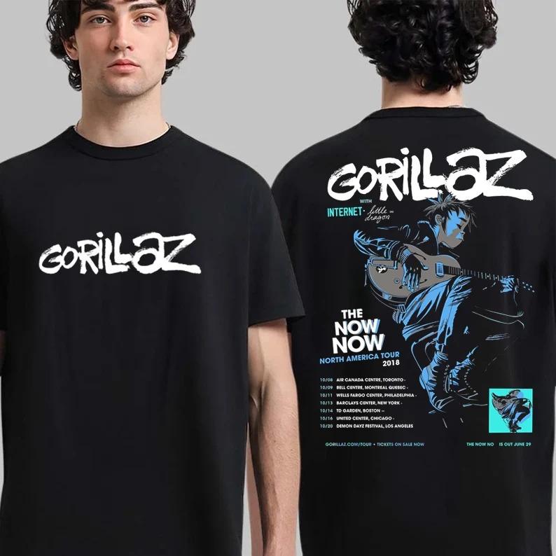 T-shirt con Stampa Band Gorillaz Uomo Oversize Y2k Streetwear Manica Corta Estate Cotone Moda Casual Larga Abbigliamento Donna Uomo