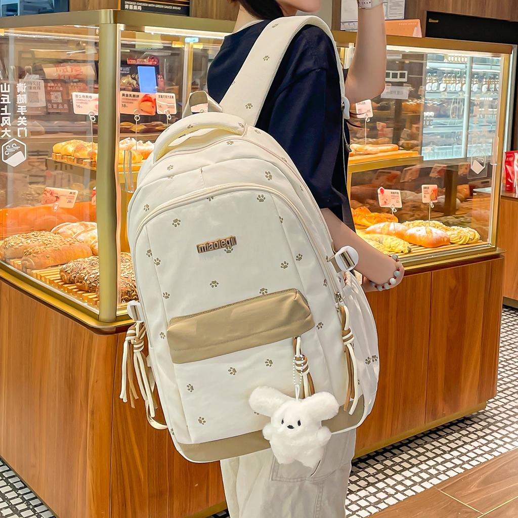 Schoolbag multi-compartment Korean college style backpack female junior high school student schoolbag niche design sense backpack burden reduction