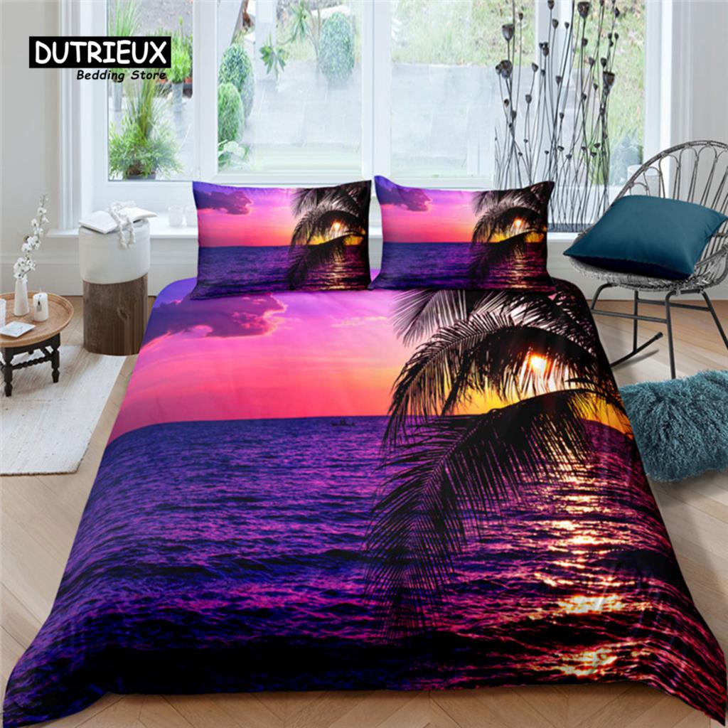

Home Living Luxury 3D Beach Tree Bedding Set Comfortable Duvet Cover Set Kids Bedding Set Queen and King EU/US/AU/UK Size EU single(135x200cm)