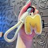 Creative Exquisite 26 English Letter Keychain Pu Leather Bag Hanging Charms Alphabet Keyring Ornaments Lucky Pendant Couple Gift