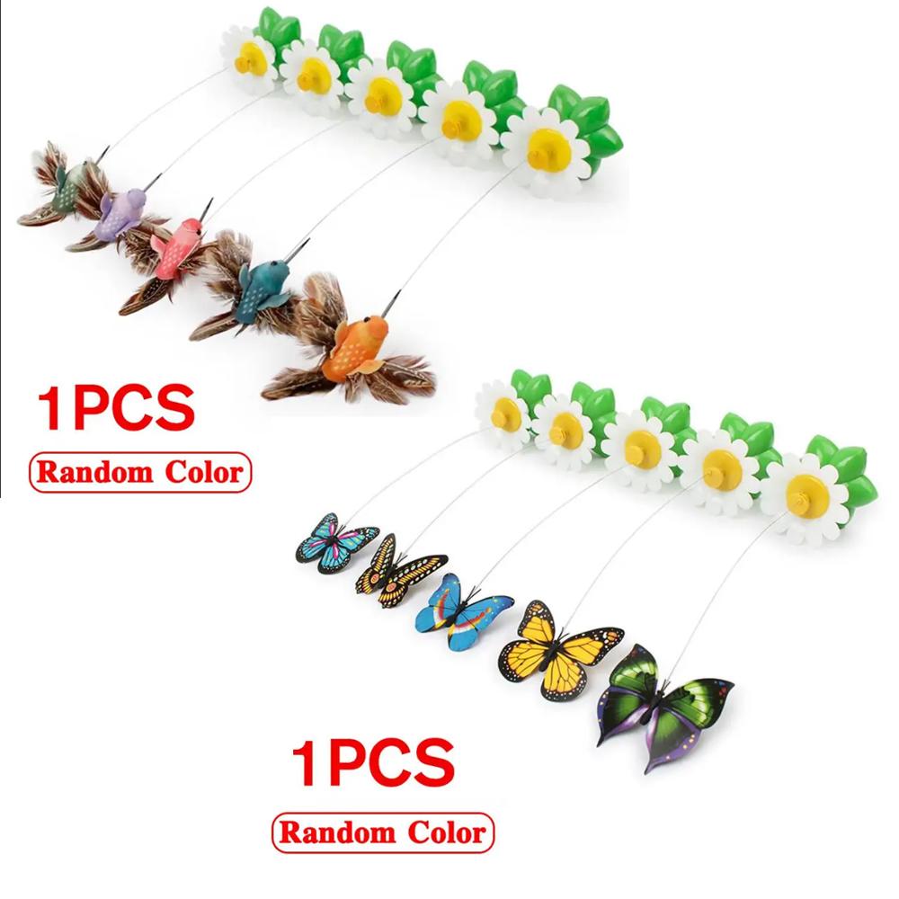 1PCS Electric Butterfly Birds Cat Toy Shake Rotating Flying Automatic Humming Bird Intelligence Training Funny Pet Toys