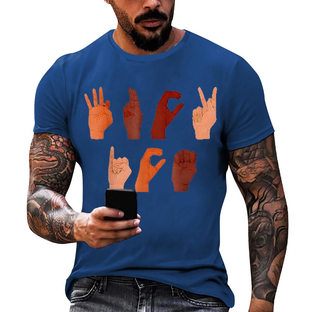 Men's loose and casual patterned letter print T-shirt short-sleeved top