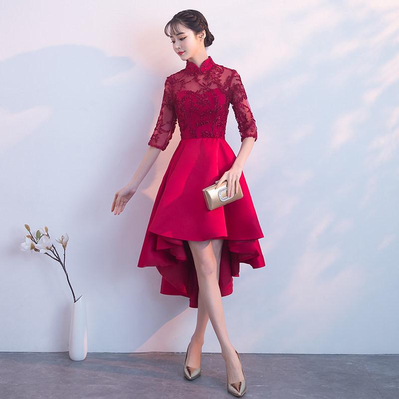 

Dress New Spring Party Elegant Host Front Short Back Long Temperament Celebrity Skinny Evening Dress XXL