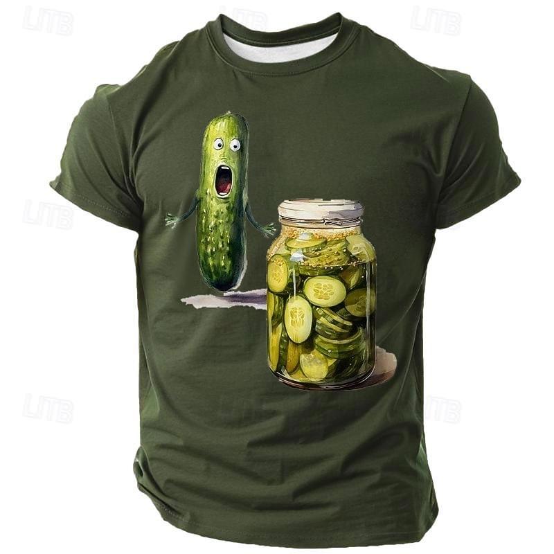 Herren Lustiges Schreiende Gurke Essiggurken Glas Grafik T-Shirt Kurzarm S