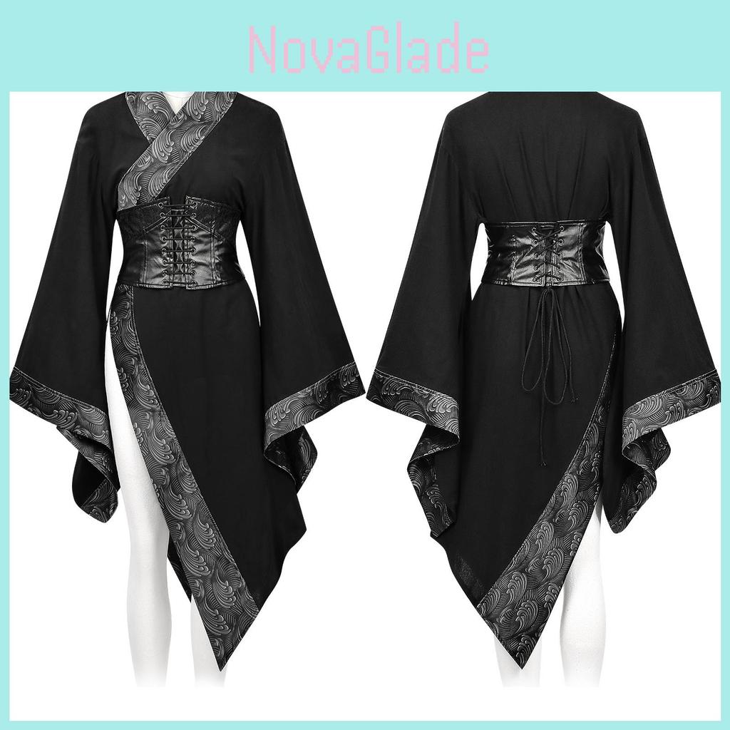 Gothic Fantasy Chinese Style Short Top With Cotton Linen For Halloween And Cosplay