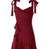 Pure desire style Spice girl red suspender dress women's summer new design sense niche temperament waist and thin short skirt