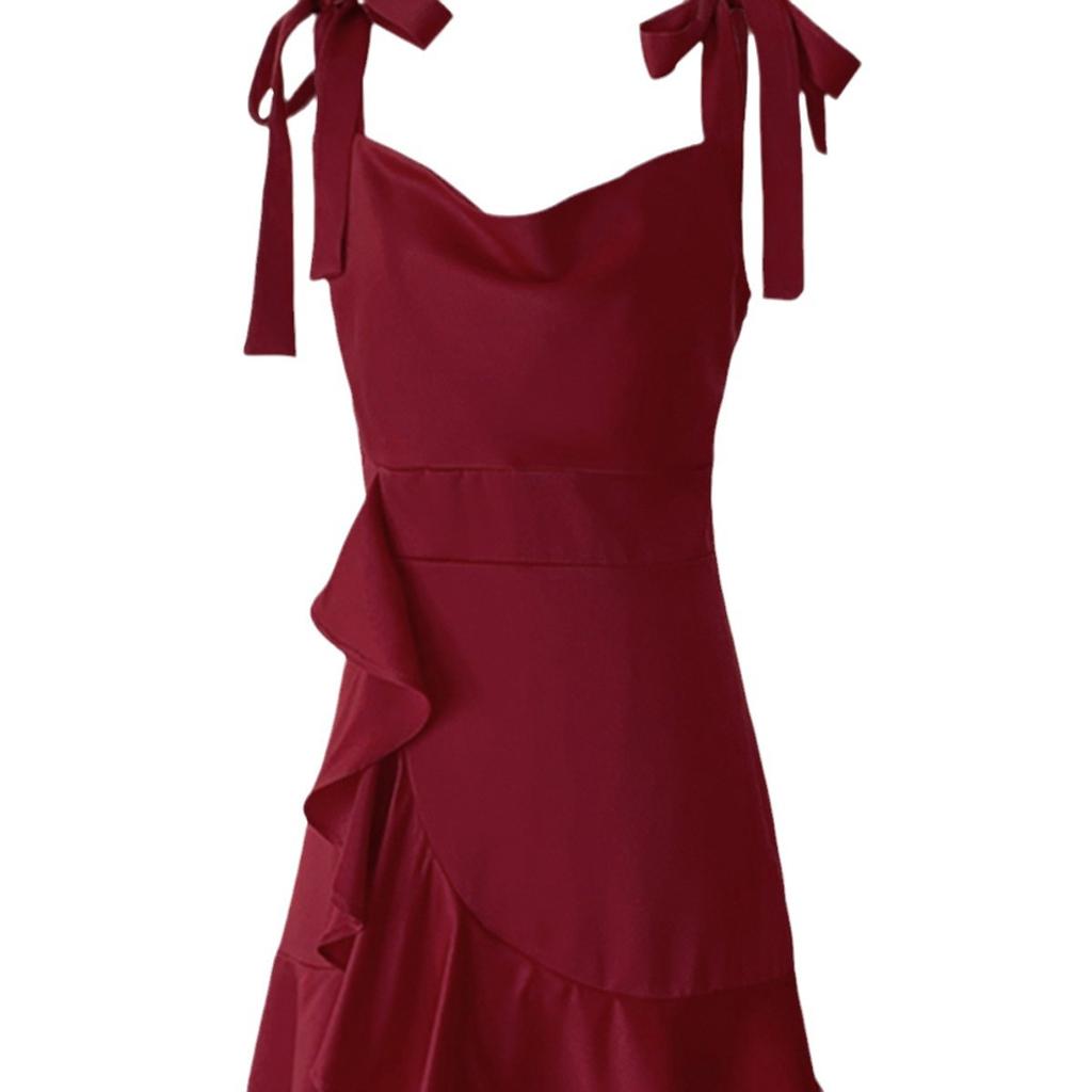 Pure desire style Spice girl red suspender dress women's summer new design sense niche temperament waist and thin short skirt