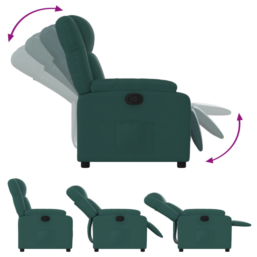Recliner Chair Dark Green Fabric