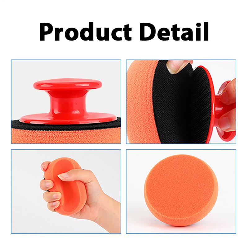 5pcs Set Car Wash Wax Polish Pad Auto Wax Applicator Pad With Handle Sponge Applicators Foam Wax Pad Car Detailing Supplies