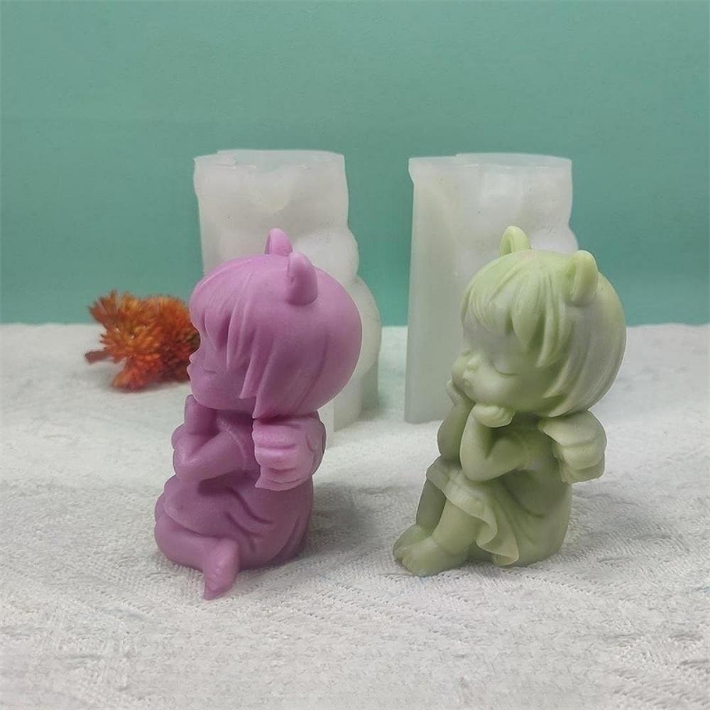 3D Flower Picking Girl Candle Silicone Mold DIY Wishes Wings Girl Candle Gypsum Soap Resin Mold Chocolate Cake Baking Tool Gift