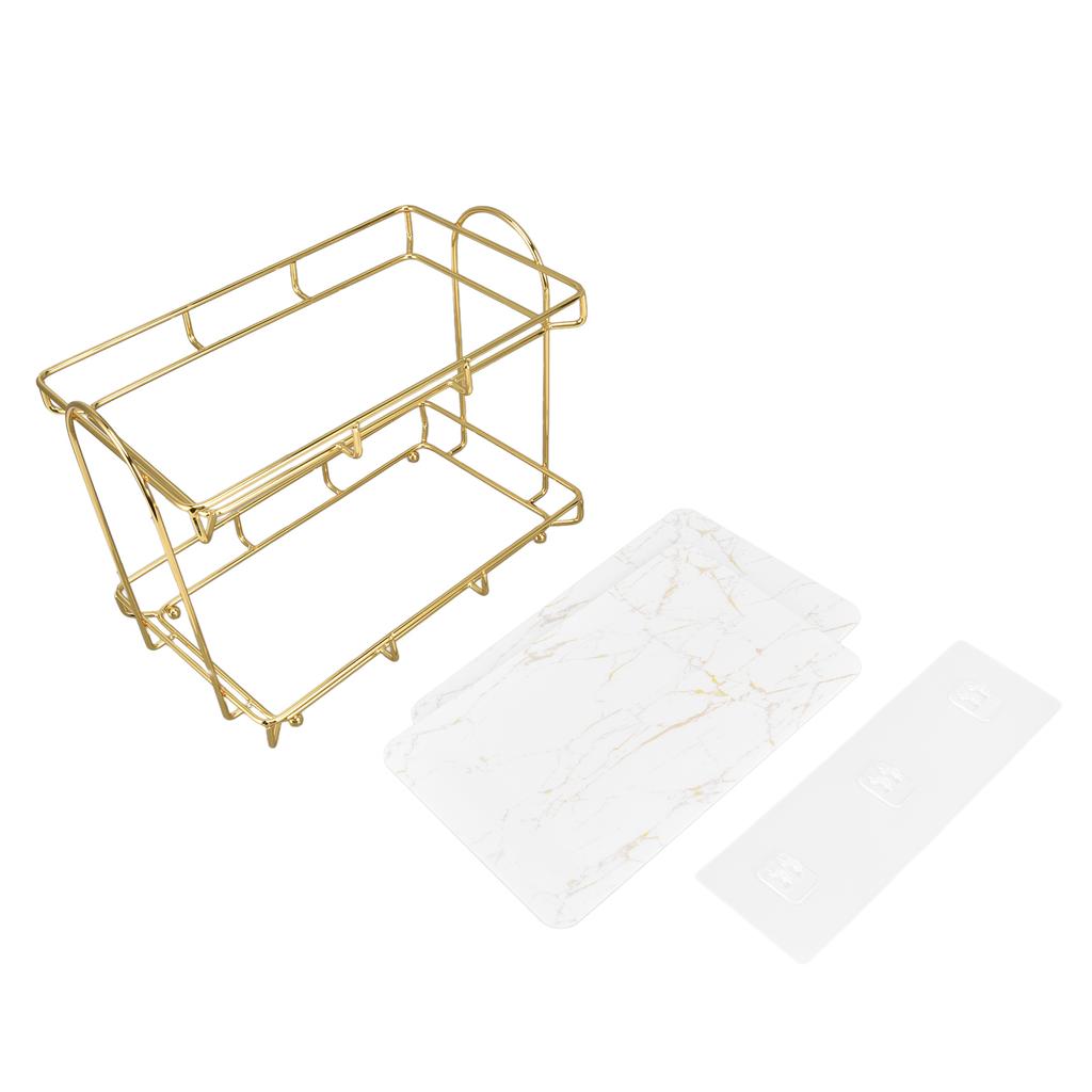 Bathroom Countertop Rack Large Capacity 2 Tiers Gold Bathroom Countertop Rack for Home Hotel
