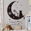Black Moon Cat Wall Stickers Stars Home Bedroom Decor Peel and Stick Wall Art Removable Vinyl Decals for Room Beautification