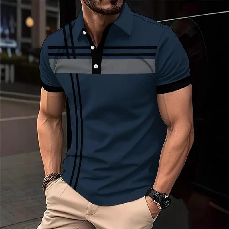 Summer men's short sleeved casual collar shirt top