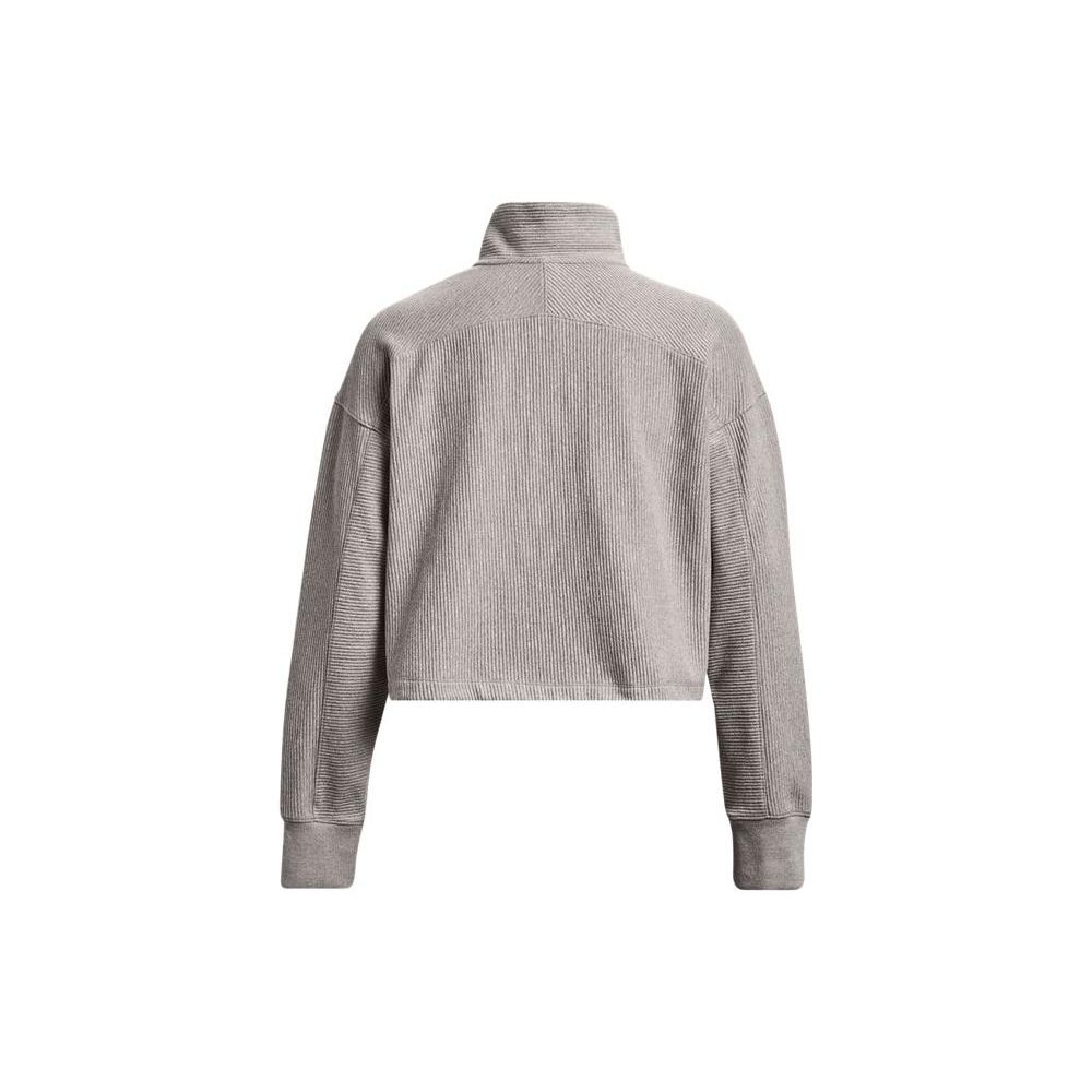 Under Armour Solid 1/4 Zip Mock Neck Fleece Training Sweatshirt Women Sweatshirt Gray 1379772-294