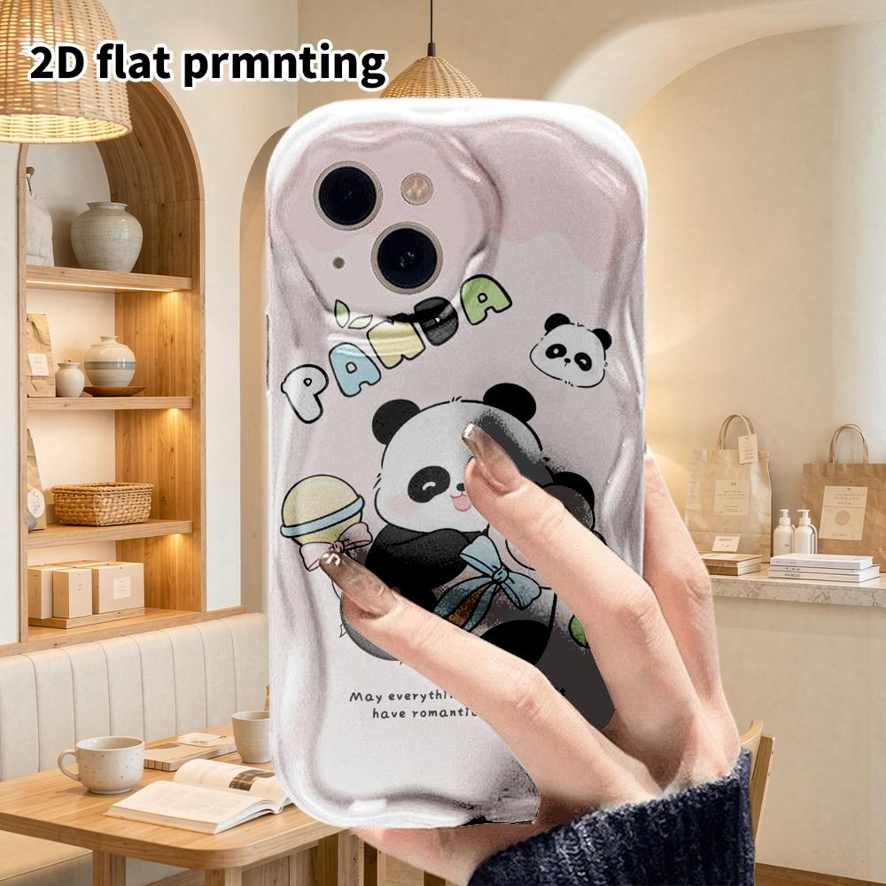Phone Case: 2D Flat Design Suitable for iPhone 18 17 16 15 14 13 Pro Film Protective Case, Couple Style, Holding a Lollipop Panda, Christmas and Hallo