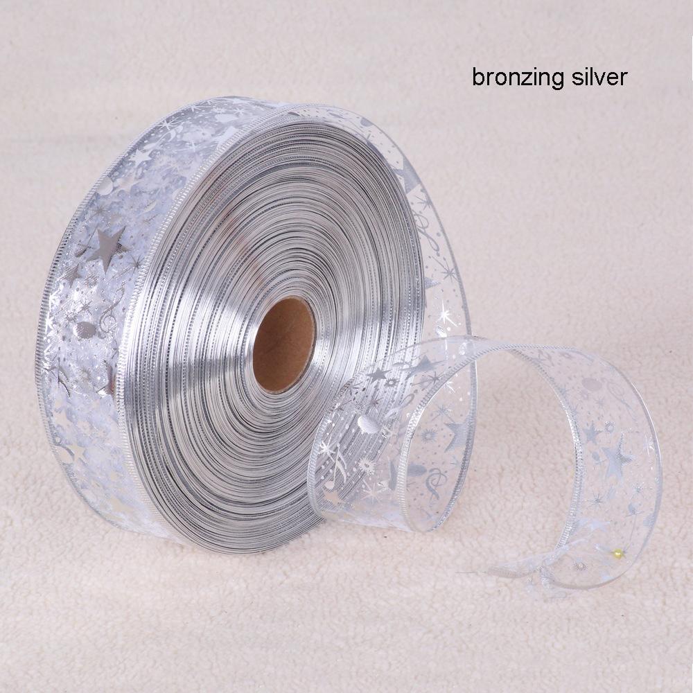 Christmas Decoration Ribbon Width Powdered Gilding Ribbon Gift Packing Ribbon Wedding Festival Xmas Party Decor 100 Yards/Roll