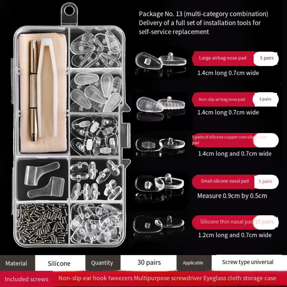 Replaceable Precision Screw Sets Silicone Glasses Repair Tools Nose Pads Repair Kit Sunglasses