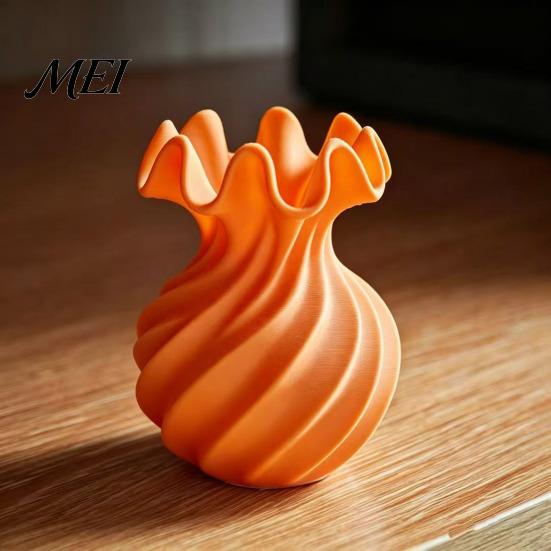 3D Printed Plant Holder Spiral Wave Vase, Minimalist Flower Holder, Decorative Vase for Fresh Style Pot or Dried Flowers, Artistic Desktop Ornament