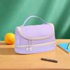 Practical Non-woven Fabric Pencil Case Large Capacity Waterproof Handheld Pen Bag Solid Color Stationery Storage Pouch Office