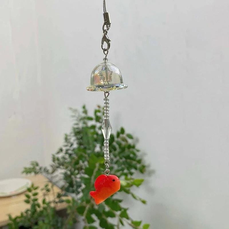 

[PL]Goldfish Wind Chime Hanging Pendant Marine Organisms Key Chain Handmade Beaded Girl Heart Phone Chain Decorative Ornament