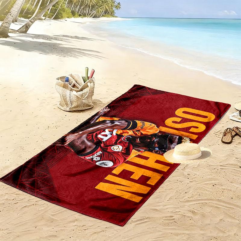 Galatasaray Victor Osimhen Print Beach Towel, Large Soft Quick Dry Towel for Beach Camping Swimming