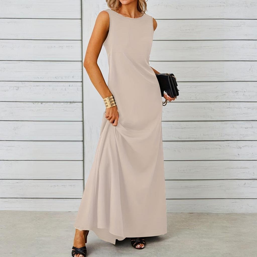 Ladies' Casual Loose Sleeveless Round Neck Vest Dress