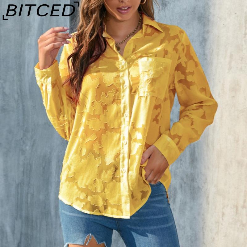 BITCED Plus Size Women's Loose-Fit Casual Chiffon Blouse