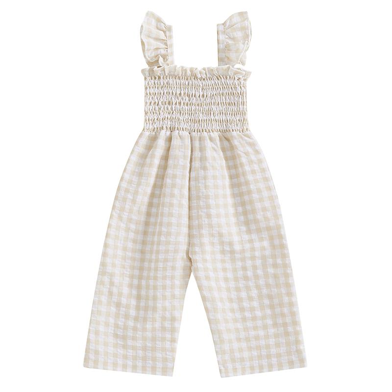 Kids Girl Overalls Clothes Infant Baby Kids Girl Sleeveless Plaid Print Romper Jumpsuit Playsuit Sunsuit Outfits Clothes