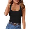 Summer Women's Vest Outer Square Collar High Elastic Slim Sexy Sleeveless Top